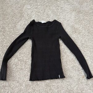 Black Ribbed Long Sleeve Top
